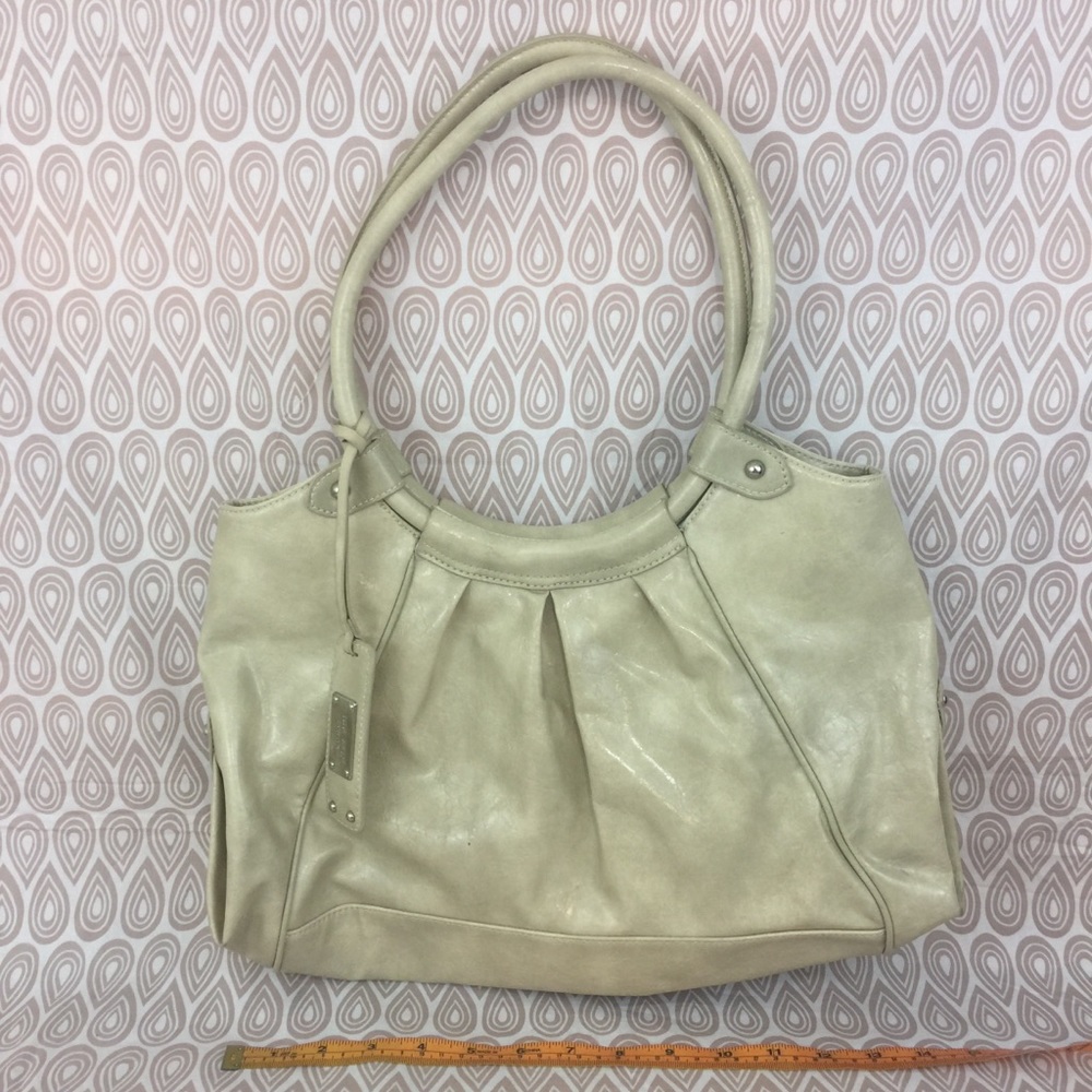 Nine West Beige Faux Leather Shoulder Bag Purse Z9